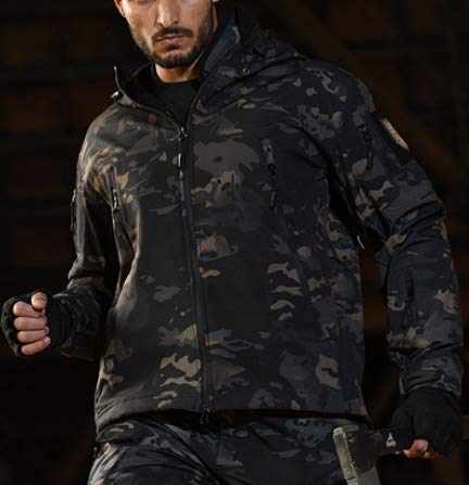 HARGLESMAN Men's Outdoor Waterproof Soft Shell Hooded Fleece Military Functional Keep Warm Jacket3