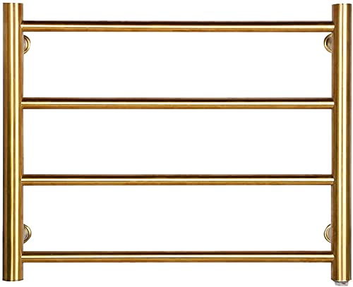 SCLHouiX Calentador de Toallas, toallero eléctrico montado en la Pared, radiador de riel de Toalla con termostato de Acero Inoxidable 304 para baño, Potencia de 58 W, 54 × 45 × 12 cm Dorado