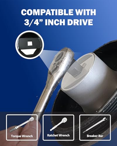 Image of Wheel Bearing Locknut Socket Set 7 Piece Wheel Bearing Lock Nuts Removal and Installation Tool Kit 1 /2 Inch Drive SAE and Metric 6-Point Axle Nut Socket Compatible with Dodge, Ford and Toyota