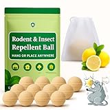 Mouse and Rodent Repellent Moth Balls, Rats and Squirrel Repellent for Indoor and Outdoor, Peppermint to Repel Rats and Mice, Mouse and Rodent Deterrent for House, Garden, 12 Packs