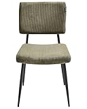 Assemblage facile Beliani Lot de 2 Chaises en Velours Côtelé Salle à Manger Rembourrées Pieds en Fer Vert Olive Sturgis