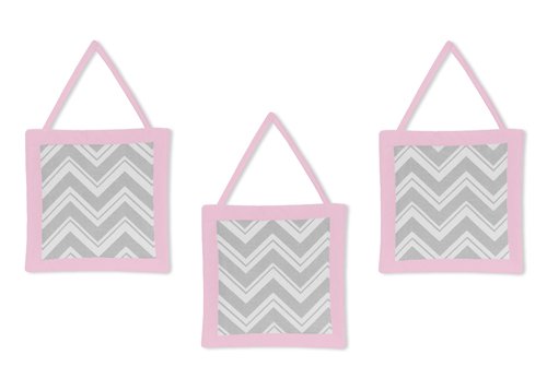 Sweet Jojo Designs Pink and Gray Chevron Zig Zag Wall Hanging Accessories