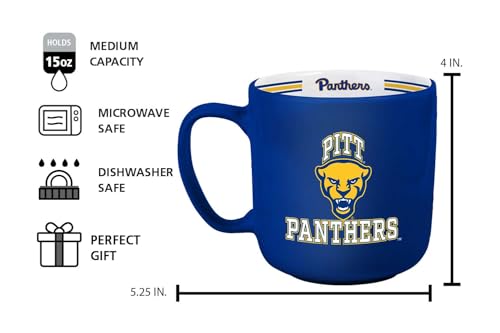 Image of Logo Brands NCAA Pittsburgh Panthers 15 oz Stripe Coffee Mug - Vintage Team Logo, Inside Print & Stripes, Microwave & Dishwasher Safe- Great Gift For Fans & Alumni