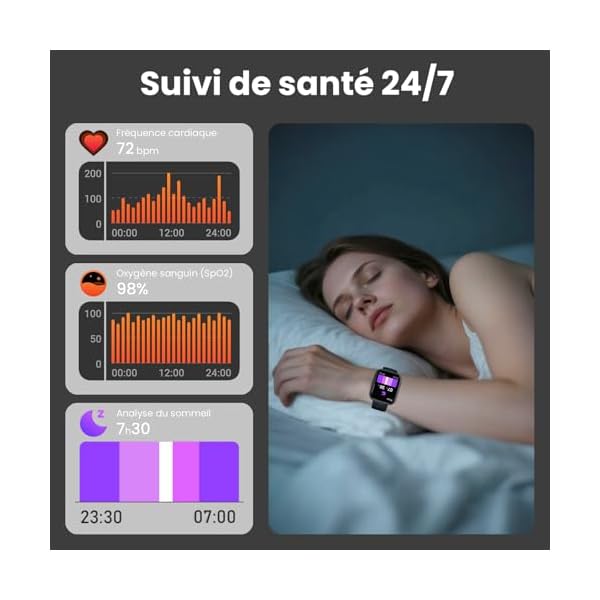 Cillso Montre Connectée Homme Femme 1,95" HD, Smartwatch avec Appels Bluetooth, 112 Modes Sportifs, Cardiofréquencemètre, SpO2, Sommeil, Étanchéité IP68, Montre Sport pour Android iOS