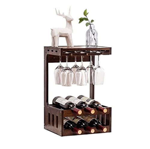 Soporte para botellas de vino montado en pared de bambú miniatura 1