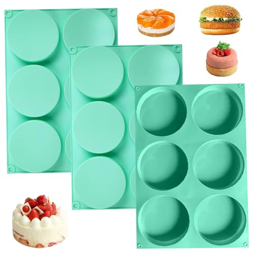 Yeory Sartenes de cupcake de silicona de 3pcs, sartenes antiadherentes de 4 pulgadas de 6 cavidades, sin BPA y resistente al calor para hornear