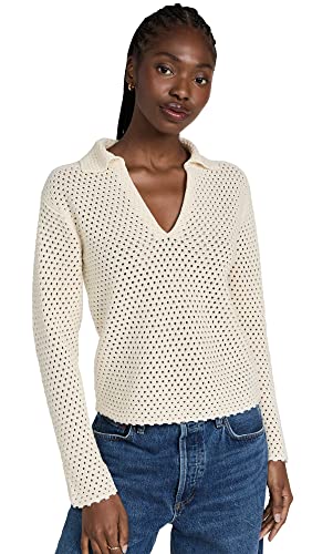 Vince Womens Textured Baja Pullover, Cream, Medium