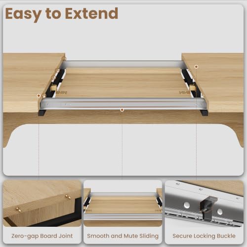 Image of GarveeHome Rectangular 63 inch-82.7 inch Extendable Dining Table with Round Corner