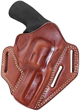 Leather OWB Pancake Holster Open Top, Custom Fit Rugerr LCRx 357 Magnum 22LR/ 22WMR/ 38 Special 3" Barrel, R/H Draw, Brown Color #1320#
