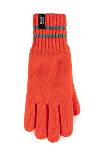 Heat Holders - Mens Hi Vis Reflective Thermal Fleece Insulated Winter Gloves (L/XL, His-Vis Orange)
