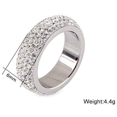 PAMTIER Women 6mm Stainless Steel 4-Row Round-Cut Pave set with Cubic Zirconia Eternity Rings2