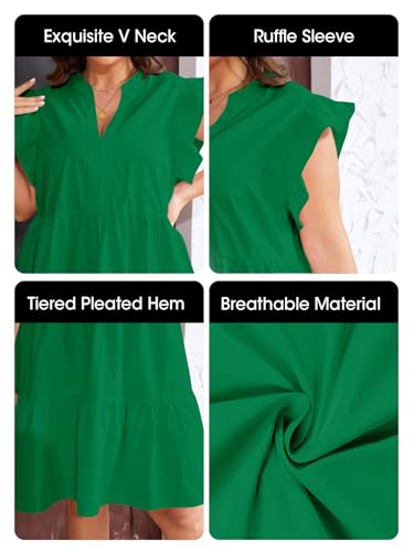 Image of Fisoew Plus Size Dresses for Women Summer Ruffle Short Sleeve V Neck Dress Tiered Swing A Line Babydoll Mini Dress