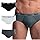 MASH Kit 3 Cuecas Slip Mash Algodão Cotton Respirável Masculina Adulto, 1 Branco - 1 Cinza Médio - 1 Preto, M