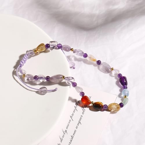 Image of 7 Chakra Crystals and Stones Anklet Irregular Tumbled Gems Beaded Ankle Bracelets for Women Spiritual Energy Meditation Yoga Healing Jewelry Mom's Gifts