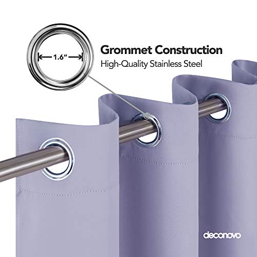 Image of Deconovo Blackout Curtain Darkening Panel for Bedroom or Living Room Grommet Thermal Insulated Reduce Drape, 52 x 63 Inch, Light Purple