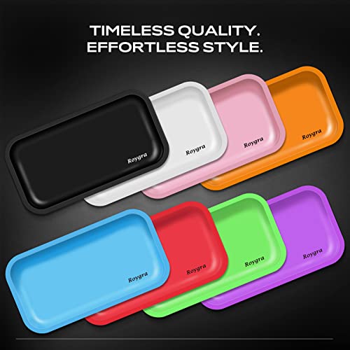 Roygra Matte Rolling Tray, Metal Cigarette Rolling Tray (Matte White, Large - 10.6 X 6.3'') #TOP5