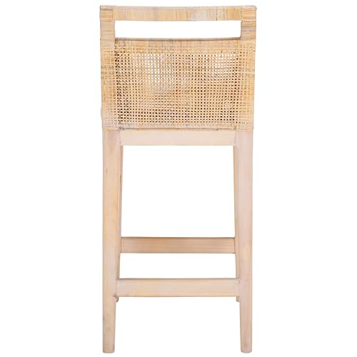 Taburete para mostrador SAFAVIEH Home Collection Darin de 24 pulgadas, acabado natural blanqueado/blanco, cojín blanco (totalmente ensamblado) miniatura 5