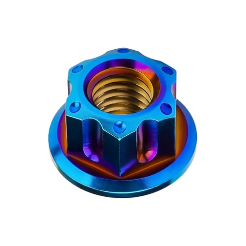 Image of Titanium M6 M8 M10 M12 M14 M16 Flange Bolt Nut Bicycle Motorcycle Rear Axle Car Modification Accessories Pack of 6 (M8 Pitch 1.25mm, Fire Blue)