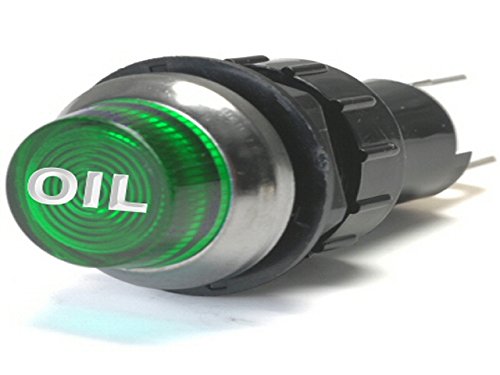 Large Flashing Green Indicator Light Oil Engraved For Oil Pressure Bolts Into A 3/4 Inch Hole