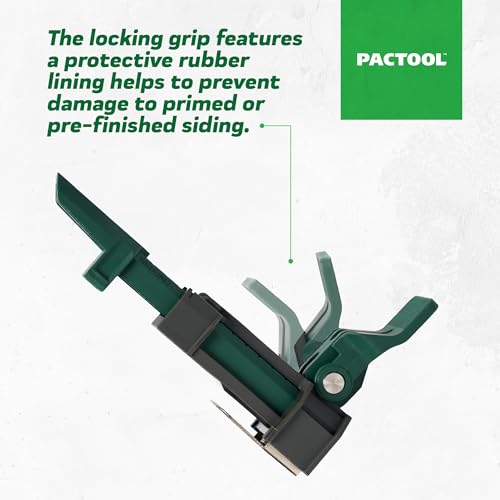 Image of Pactool Universal Gecko Gauge Siding Tool - One-Person Installation for Hardie Fiber Cement & LP SmartSide Engineered Wood, Durable Grip, Heavy-Duty Support for 12' & 16' Planks, Gift for Dad