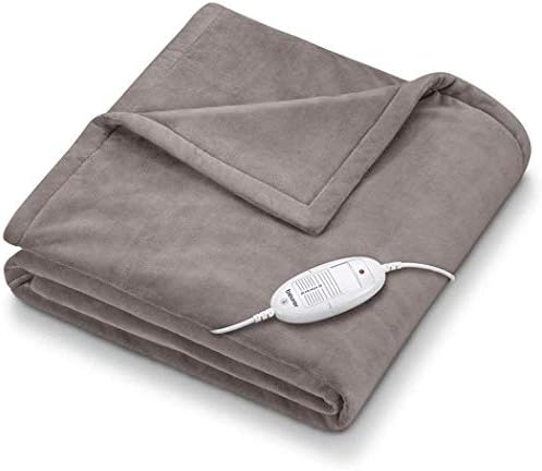 Beurer HD75UK Electric Throw - Taupe | Breathable Heated Throw for Sofa and Bed | Heating Blanket with Ultra-Soft Fleece Fibres | Automatic Switch-Off | Machine-Washable | 180 x 130 cm