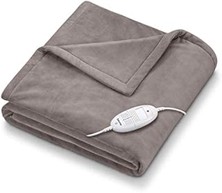Beurer HD75UK Electric Throw - Taupe | Breathable Heated Throw for Sofa and Bed | Heating Blanket with Ultra-Soft Fleece Fibres | Automatic Switch-Off | Machine-Washable | 180 x 130 cm