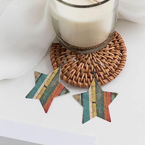 Wood Grain Faux Leather Earrings Lightweight Dangle Earrings For Women Girls #TOP5