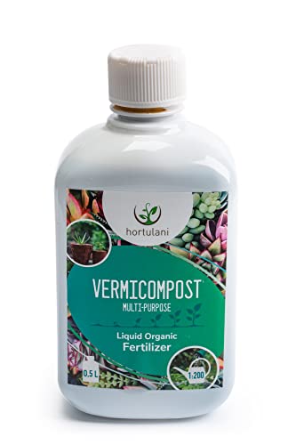 Hortulani Vermicompost Extract: Natural Plant Food & Liquid Fertiliser from Worm Castings, All Purpose Plant Feed for Outdoor & Indoor Use - 0,5l (makes 100l feed)