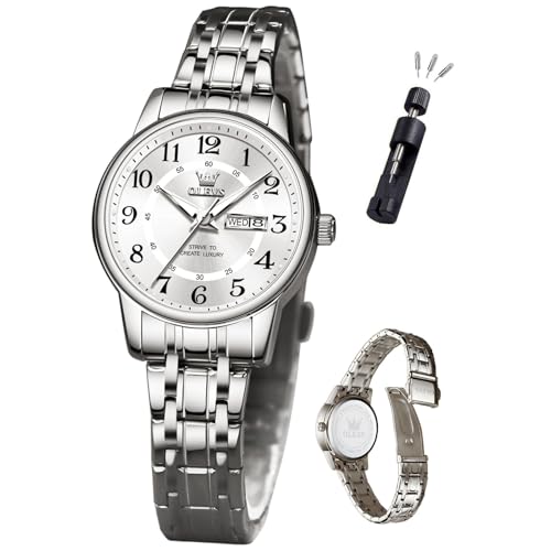 Image of OLEVS Watch Women Silver Stainless Steel Dress Analog Luminous Watch
