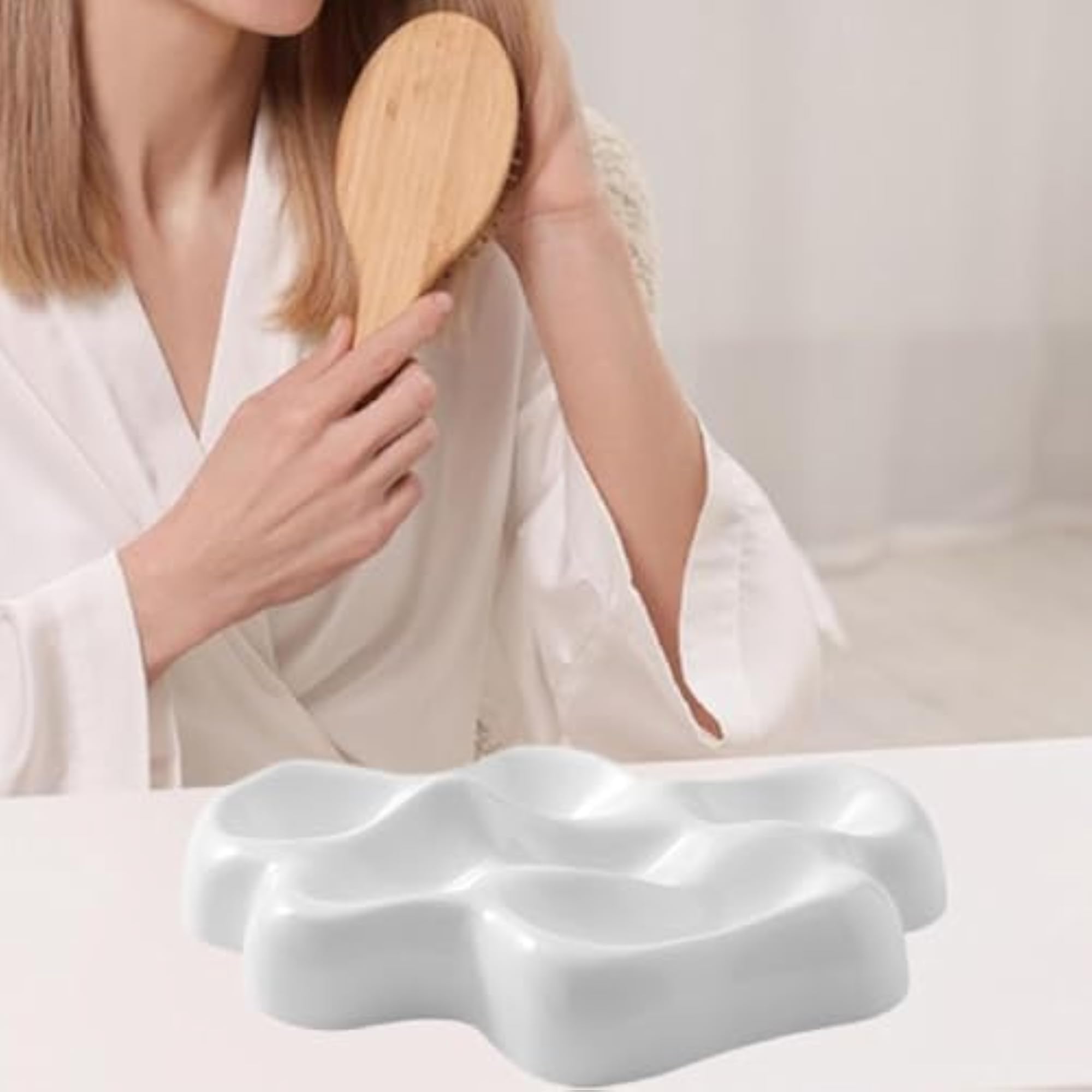 Wave Jewelry Tray Trinket Ring Holder Decorative Dish White