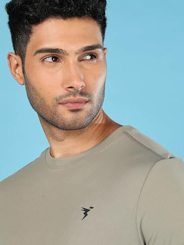 Image of TECHNOSPORT Men's Slim Fit Polyester Activewear Sports T-Shirt with Moisture-Wicking Comfort for Workout, Running & Gym