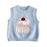 ベビー ニットベスト 女の子 男の子 秋冬 可愛い 丸首 通気 ニットセーター 子供用 おしゃれ 暖かい 無地 セーター風 チョッキ ジャンパー 防寒 柔らかい 伸縮性 カジュアル トップス 通園 通学 お出かけ 誕生日祝い(スカイブルー,110)