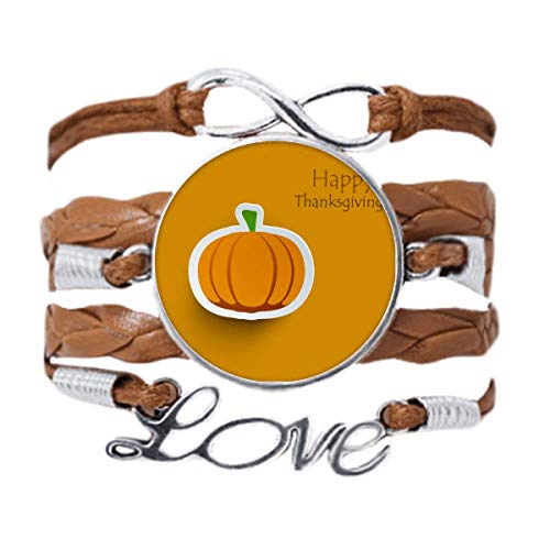 Bracelet Cuir Noir Love Citrouille : idée cadeau pour Thanksgiving