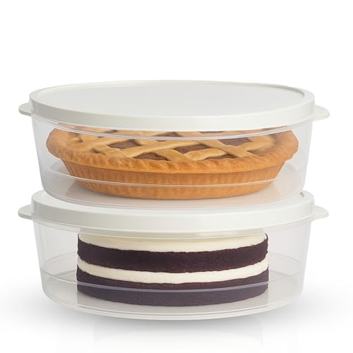 Evelots 2-Pack 10-Inch Airtight Food Storage Container with Lid - Portable Carrier for Pies, Cakes, Cupcakes & More - BPA-Free Clear Plastic - Secure & Easy Transport