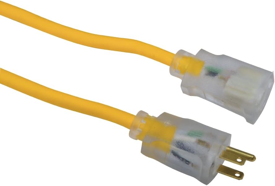 Southwire Polar Solar Medium Duty Extension Cord, 50Ft, 14 Gauge, 3 Conductor, Outdoor Cord, SJEOW, Yellow, 1488SW0002