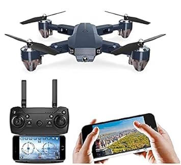 SHOPWEB WiFi HD Camera Drone with 1080P with Wide Angle Camera Long Flight time Auto Hover Fold able RC Drone Quad-Copter Camera Live Video, WiFi FPV Drone for Adults