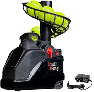 Furlihong 6802BH 2 in 1 Baseball & Tennis Ball Launcher Machine, Adjustable Launching Angle, Speed and Interval, Powered by Battery or AC Adapter, Stacker Extendable, for Kids