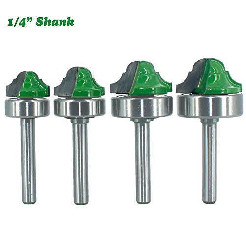 WSOOX 1/4" Shank Edging Router Bit Set, 4pcs Double Roman Ogee Edging Router