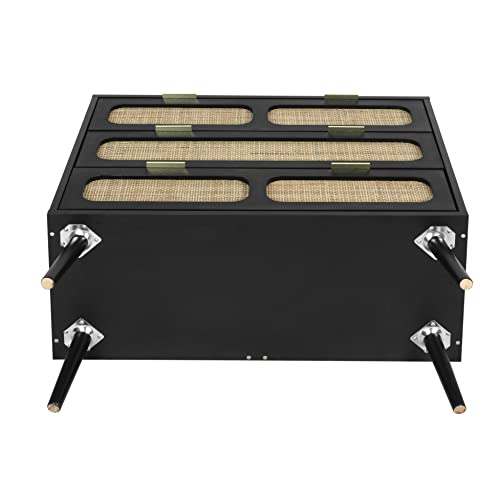 Qeiuzon 3 Drawer Dresser, Modern Rattan Dresser Chest With Wide Drawers And Metal Handles, Farmhouse Wood Storage Chest Of Drawers For Bedroom, Living Room, Hallway, Entryway (Black-2 Packs) #TOP6