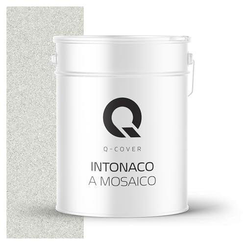 Q-COVER Intonaco in pietra colorata, 12,5 kg, Bianco, M01, intonaco decorativo per interni ed esterni, intonaco per facciate, intonaco finito, intonaco pregiato, antigraffio