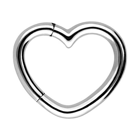 PIERCINGLINE 16G Surgical steel 316L Hinged Segment Clicker | HEART | Helix Tragus Cartilage Daith Ear Piercing Jewelry Cover