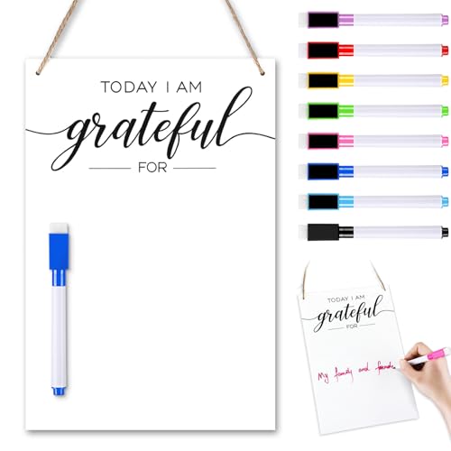 Gersoniel Thanksgiving Dry Erase Board with 8 Marker Acrylic Gratitude Board for Wall Assembled Today I Am Grateful for Dry Erase Decor, Wet Wipes Can Be Wiped