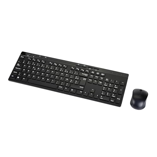 Amazon Basics Full-sized Wireless Keyboard & Mouse Combo, 2.4 GHz USB Receiver, FR Layout, Noir