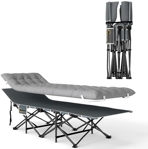 Outsunny Lit de Camping Pliable avec Matelas, Lit de Camp Pliant,...