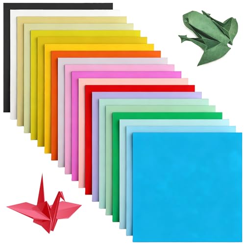 Bitone Coloured Origami Paper 100 Sheets 15x15 cm/6 Double Sided 20 Coloured Square Folding Paper for DIY Arts Crafts Projects Kids Adults (100)