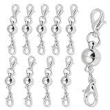 KSJEHW Chiusura Magnetica, 10 Stück Chiusure Per Braccialetti, Chiusure Per Collane, Calamite Rotonde, Braccialetto Magnetico, Solida, Pratica, Für Gioielli DIY Bracciali Collane, Argento, Rotondo