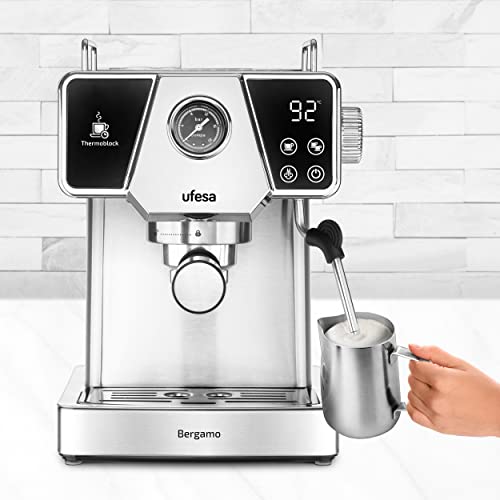 Ufesa Bergamo, Macchina Caffè Espresso e Cappuccino, Touchscreen, Pressione 20 Bar, 1350 W, Sistema Thermoblock, Vaporizzatore Regolabile, Caffè Macinato, Serbatoio 1.8 L, Spegnimento Automatico - 4