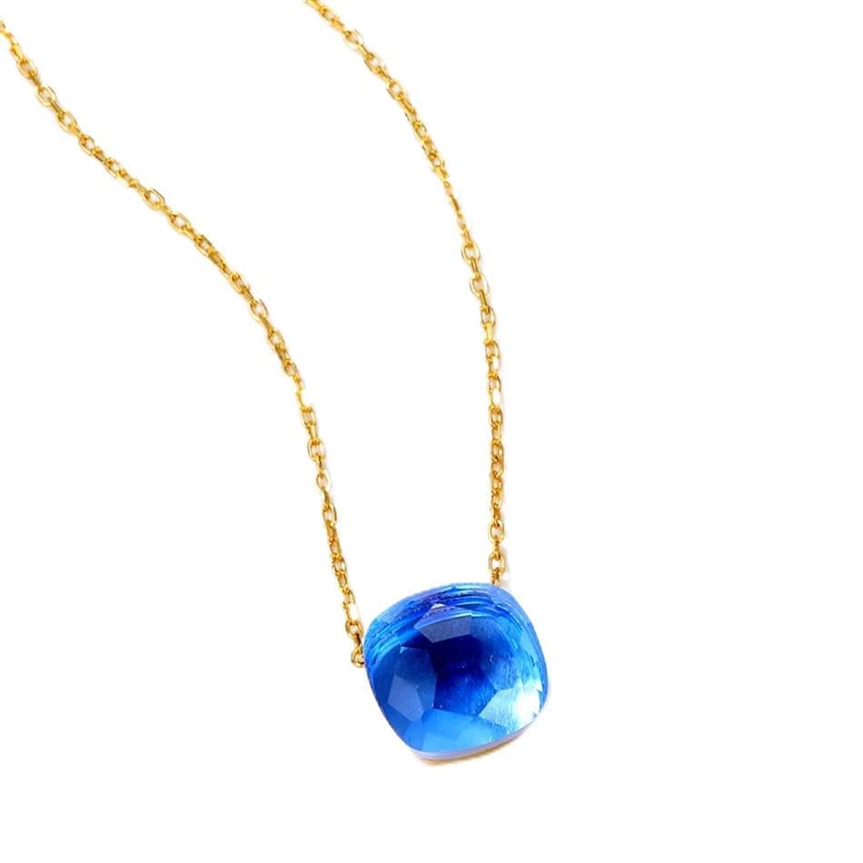 Collier pendentif en cristal bleu vert jaune améthyste citrine