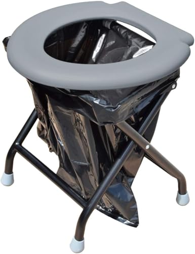 YACHTICON Mobile Klapptoilette Grau – Faltbare Campingtoilette & Trockentoilette mit 6 Beuteln – kompakte Notfalltoilette für Camping, Boot, Auto & Outdoor