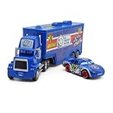 Yestree Cars Jouet 2 Pièces Set Véhicules, Camion Cars et Voiture de Course Enfant Camion Transporteur Modèle de Voiture Figurine Car, Cadeaux Parfaits pour Enfant Anniversaire/Récompense (NO.117)
